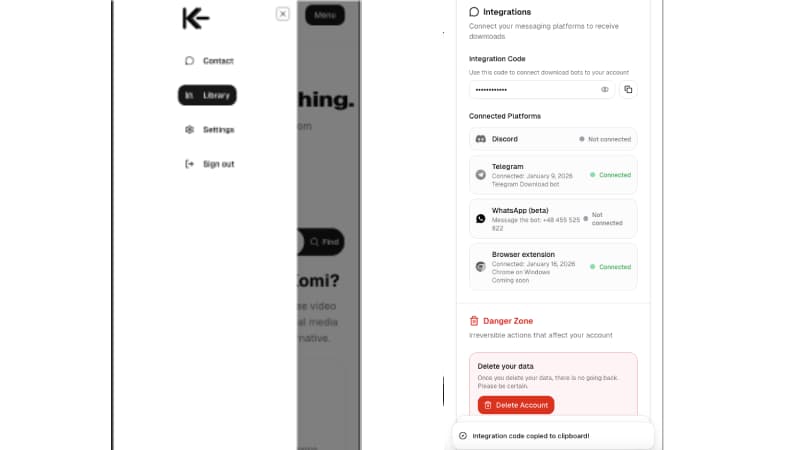 FetchKomi integration code in settings